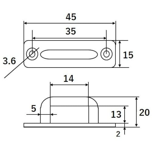 WAKI 角型パッドアイ5 BK−977 45x1