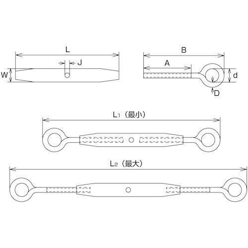 水本 ステンレス パイプターンバックル(アイ&アイ