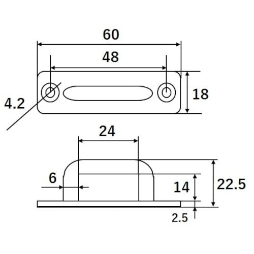 WAKI 角型パッドアイ6 BK−978 60x1