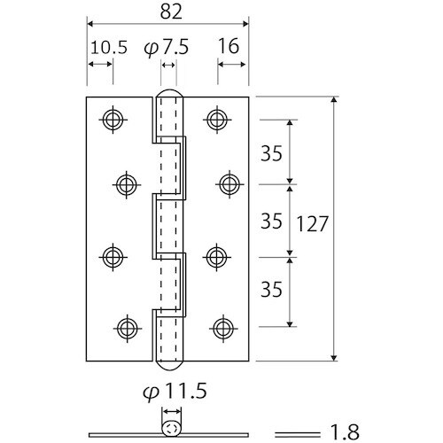 WAKI ステン厚口丁番 BH−354 127MM
