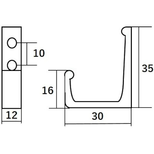 WAKI バラアルミL型フック BK−377 35