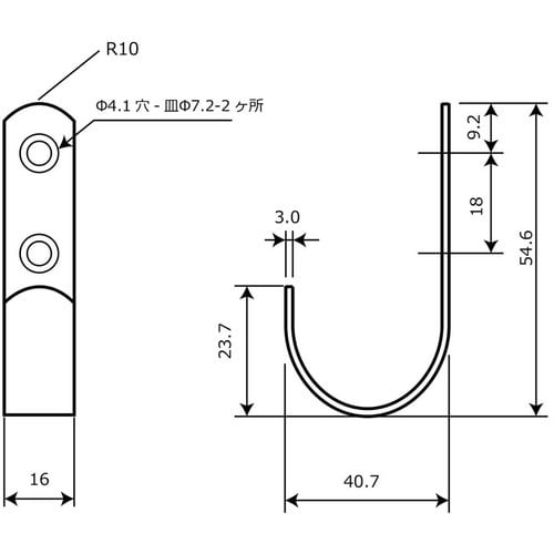 WAKI バラ カラーJフック BH−600 40