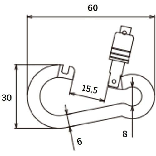 WAKI AKフック外開き型 BK−971 6MM