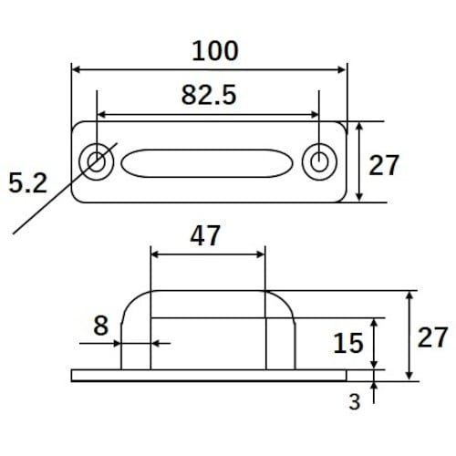 WAKI 角型パッドアイ9 BK−981 100x