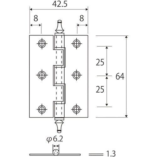 WAKI ノーブル丁番 BH−381 64MM ド