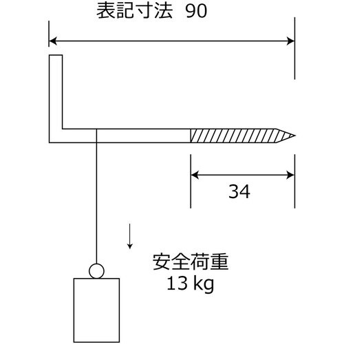 WAKI ユニクロ大折釘 SH−194 90MM
