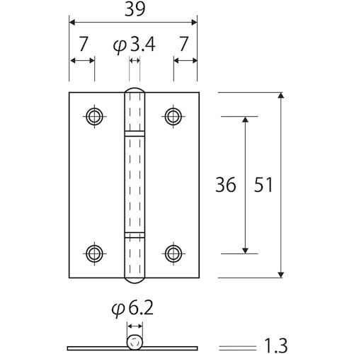 WAKI ステン厚口丁番 BH−349 51MM