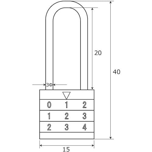 WAKI ツル長丸文字合せ錠 BH−204 15M