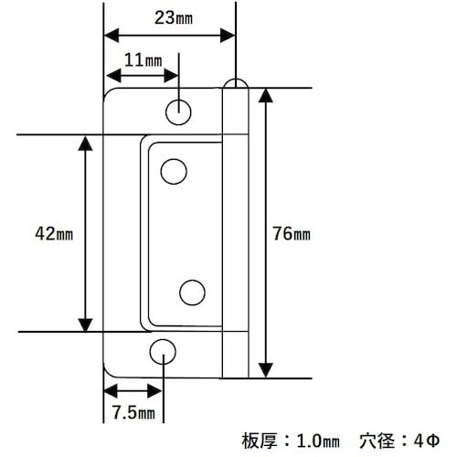 WAKI フラッシュ丁番 BH−455 76MM