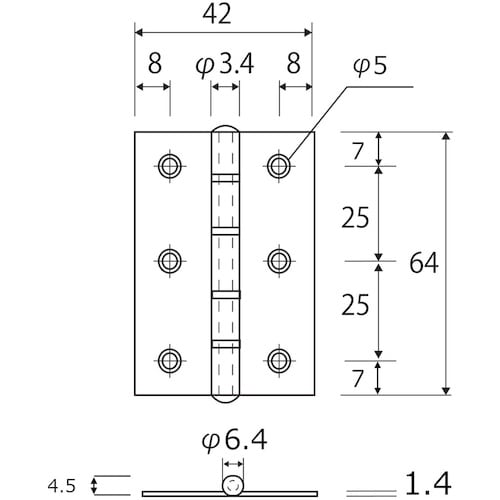 WAKI バラ カラー丁番 G BH−504 64