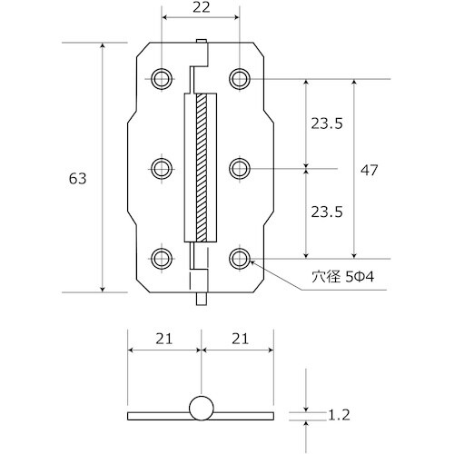 WAKI ステンバネ丁番 片開 BH−465 65