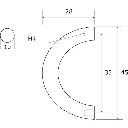 WAKI PC丸棒ハンドル VG−039 45mm