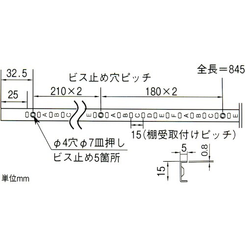 WAKI ステンレス棚支柱 黒 WKT−845B