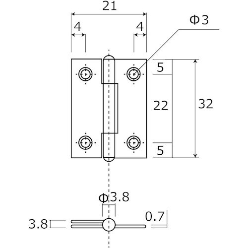 WAKI 薄口ステンレス丁番 BH−521 32M