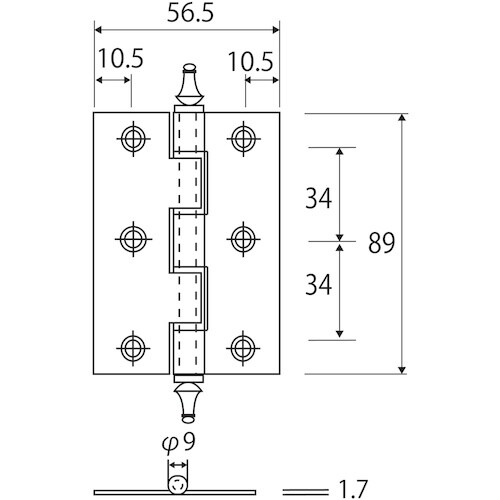 WAKI ノーブル丁番 BH−383 89MM ド