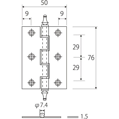 WAKI ノーブル丁番 BH−382 76MM ド