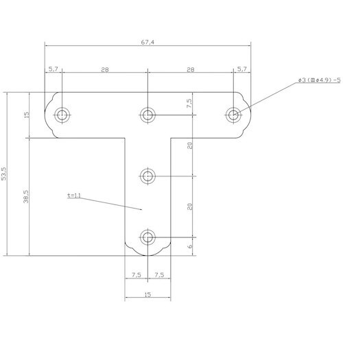 WAKI ユニクロ隅金 T型 BK−017 68X