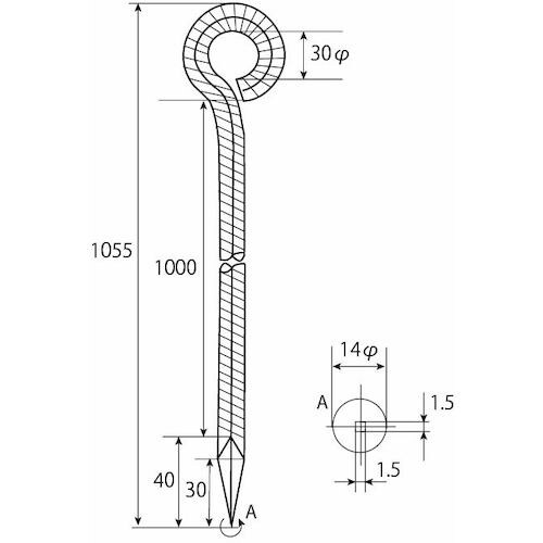 WAKI 異形打込丸環 15−221 13X100
