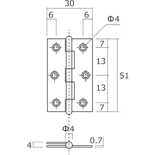 WAKI 薄口ステンレス丁番 BH−523 51M