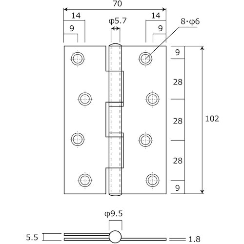 WAKI ステン厚口丁番 BK−484 102MM