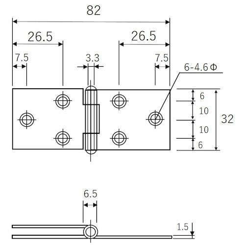 WAKI ステン横長丁番 BH−456 32MM