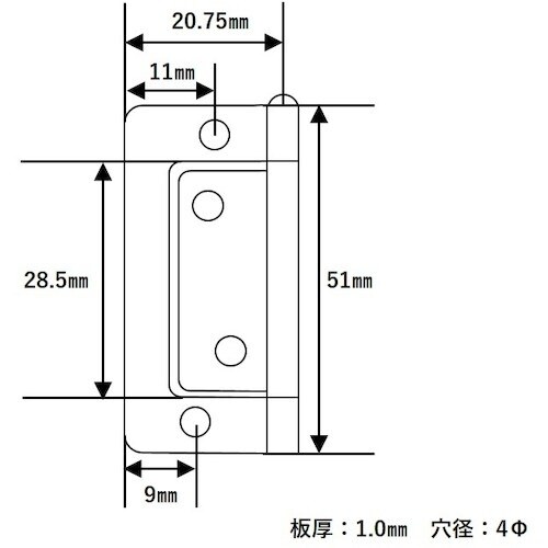 WAKI フラッシュ丁番 BH−453 51MM