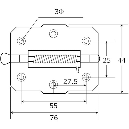 WAKI バネ丁番片開 BK−468 75MM