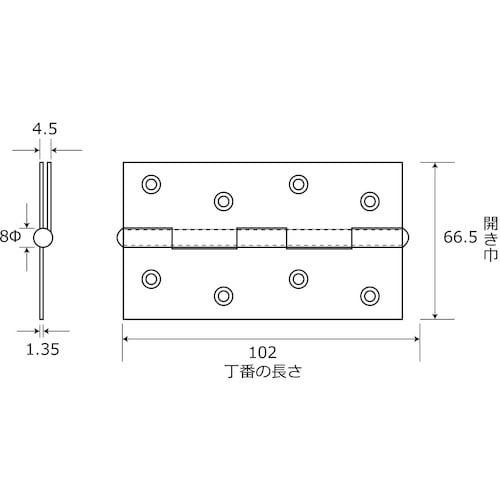 WAKI 中厚ステンレス丁番 BH−527 102