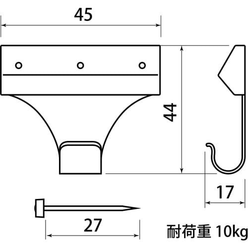 WAKI 新建材用フック KYH007ピンD W