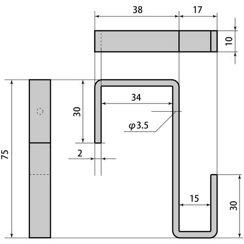 WAKI ツヤ消し黒 Z型金具 WAP−343 1