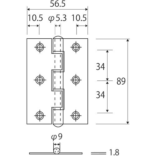 WAKI ステン厚口丁番 BH−352 89MM