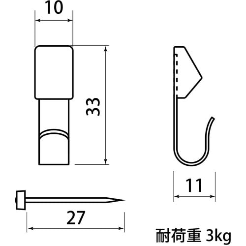 WAKI 新建材用フック KYH003ピンB W