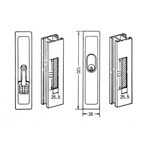 WAKI アルミ引戸玄関錠 MJ305 ウエスト