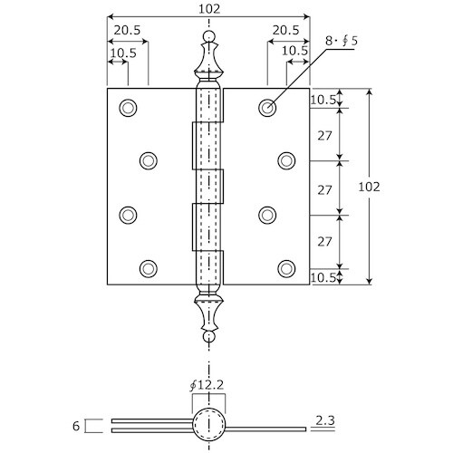 WAKI ノーブル丁番 BK−478 102MM