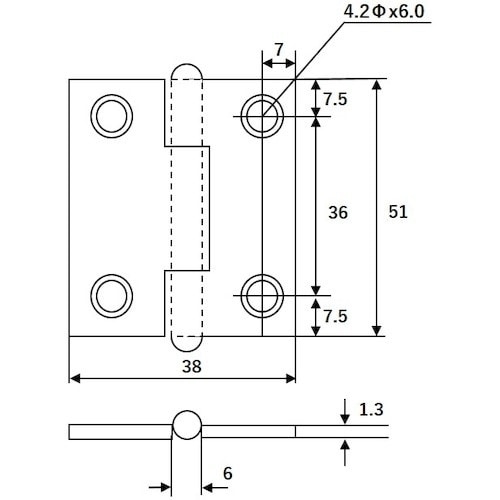 WAKI 厚口普通丁番 生地 BH−153 51M