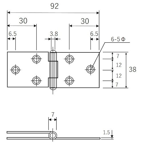 WAKI ステン横長丁番 BH−457 38MM