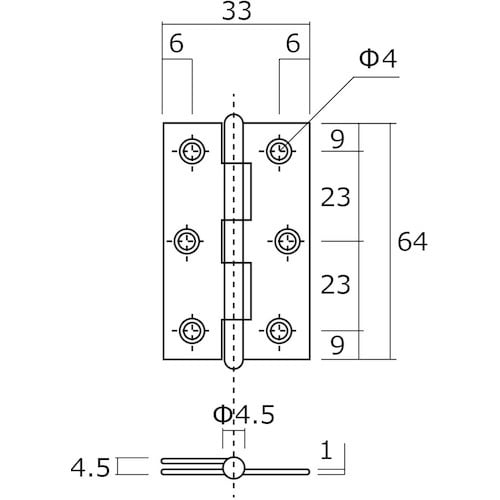 WAKI 薄口ステンレス丁番 BH−524 64M