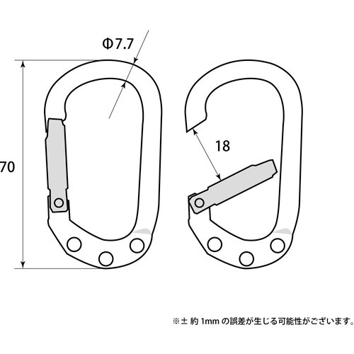 WAKI 3リング付ナスカン TW−631 レッド