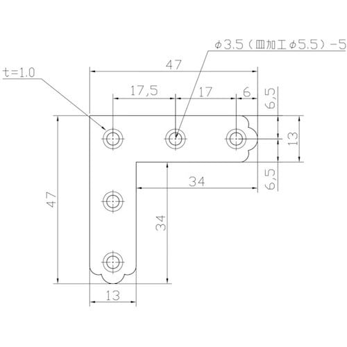 WAKI ステン平横隅金 BY−002 チュウ 4