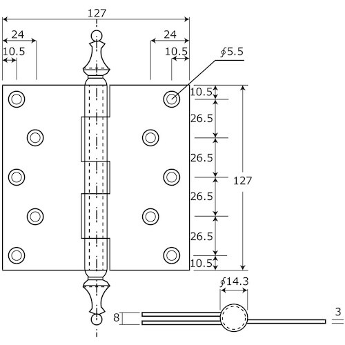 WAKI ノーブル丁番 BK−479 127MM