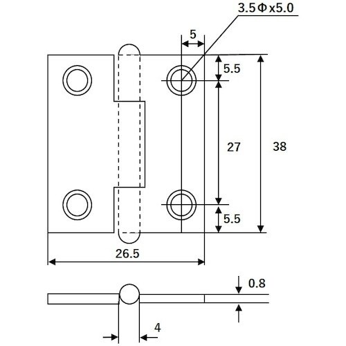 WAKI 薄口普通丁番 生地 BH−152 38M