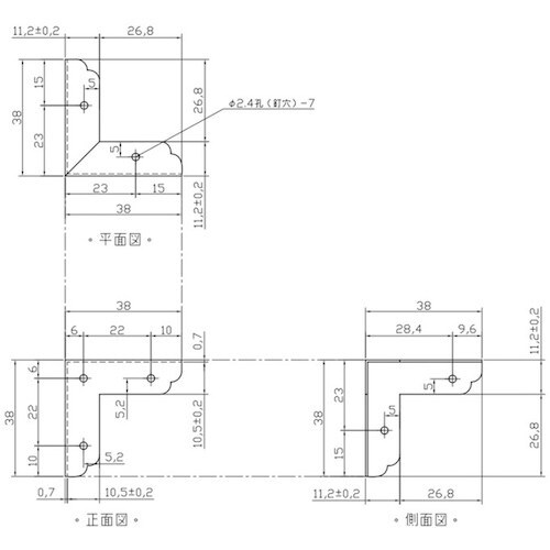 WAKI ステン三方面隅金 BY−016 ショウ