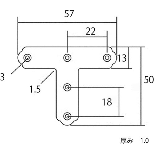 WAKI カラー隅金 T型 ML326 クロ 57