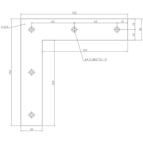 WAKI ステンレス平横隅金 BK−808 150