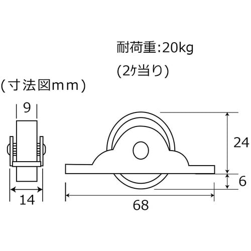 WAKI ナイロン戸車 平 SH−437 30MM