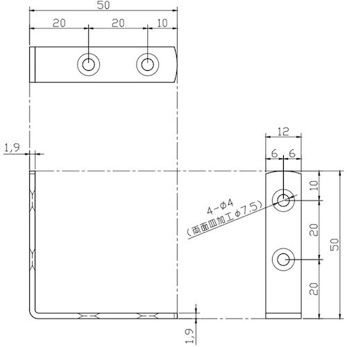 WAKI ステン中厚金折 IH−104 50X50