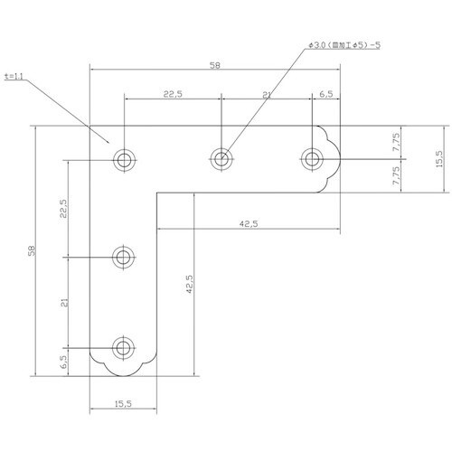 WAKI ユニクロ隅金 平横 BK−004 58