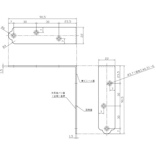 WAKI ステンレス金折隅金 BK−811 90M