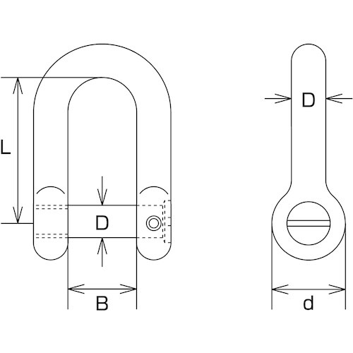 水本 ピン止め沈みシャックル 長さ64mm 内幅3