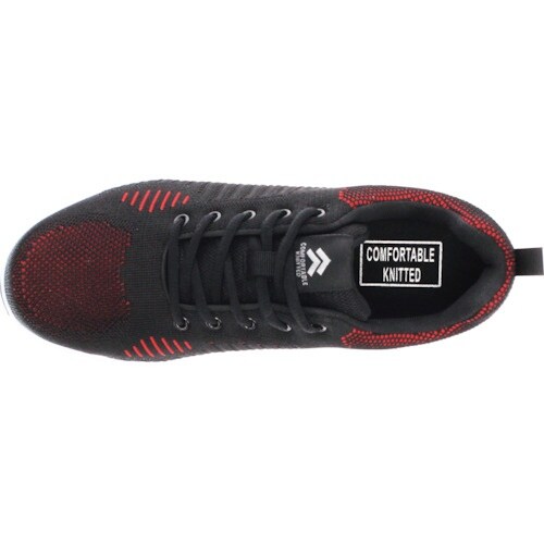 おたふく ニットワークシューズ ブラック×レッド